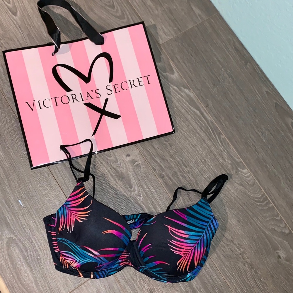 PINK palm tree print bra
